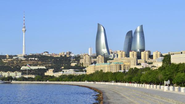 Seaside boulevard in Baku, Azerbaijan.