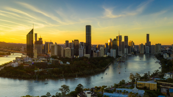 Sunset over Brisbane, Australia.