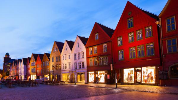 Famous Bryggen street in Bergen Norway