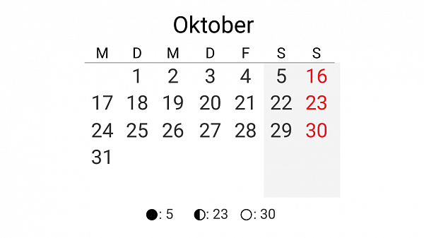 Kalender mit fehlenden Tagen