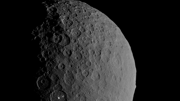 A photo of the dwarf planet Ceres taken by NASA's Dawn spacecraft in February 2017.