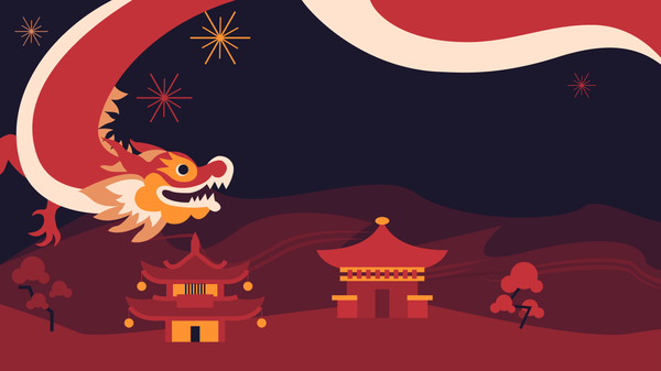 Illustration of a oriental dragon