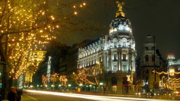 Night view of Madrid, Spain.
