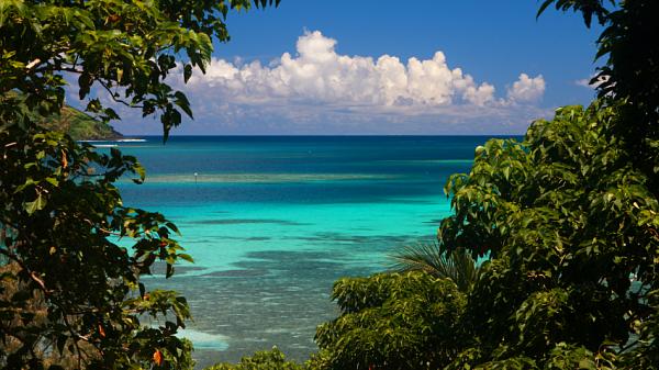View of exotic lagoon in Fiji