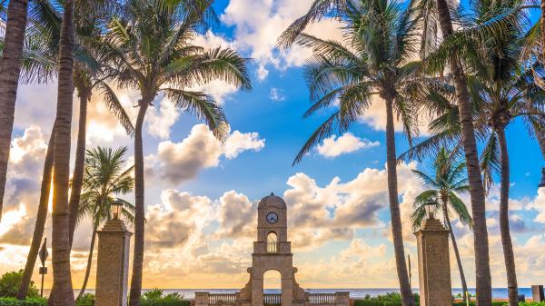 Clock on Worth Avenue, Palm Beach, Florida.