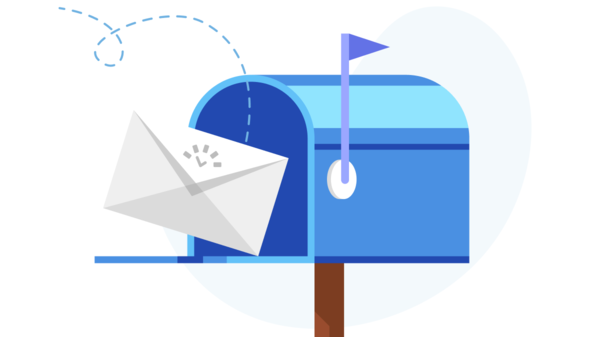 Playful, vector illustration of a mail box with letter inside.
