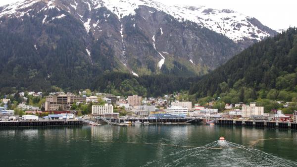 Lifeboat cruising into Juneau, Alaska, United States.