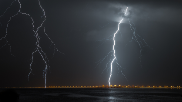 A photo of lightning in Florida, USA.