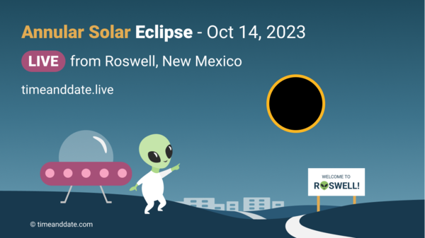 timeanddate will be broadcasting the the October 14, 2023 annular solar eclipse from Roswell, New Mexico