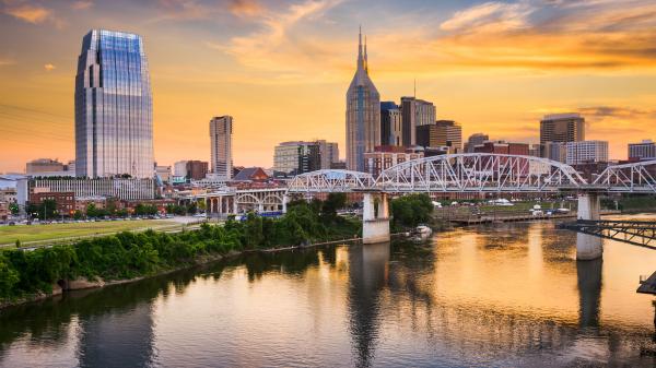 The skyline of Nashville, Tennessee, USA.
