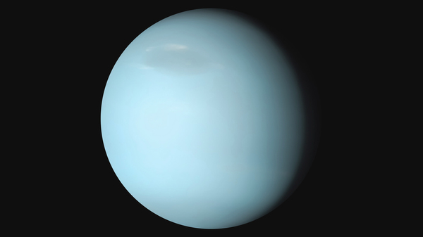 Neptune, as imaged by the Voyager 2 spacecraft.