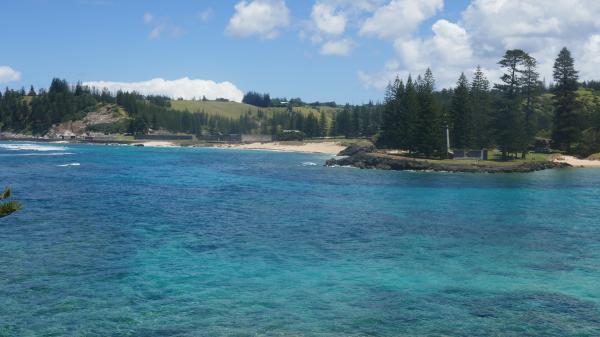 Emily Bay looking towards Kingston on Norfolk Island.