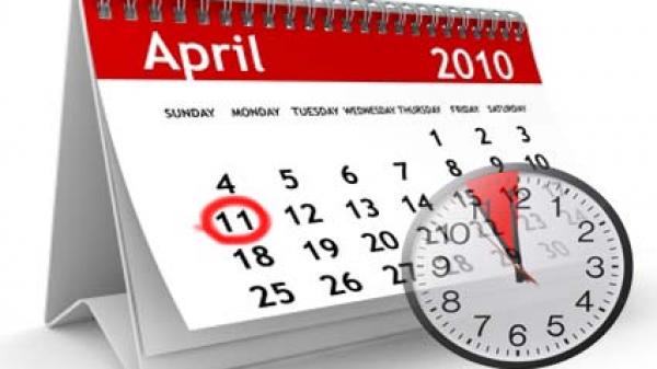 April Calendar with clock