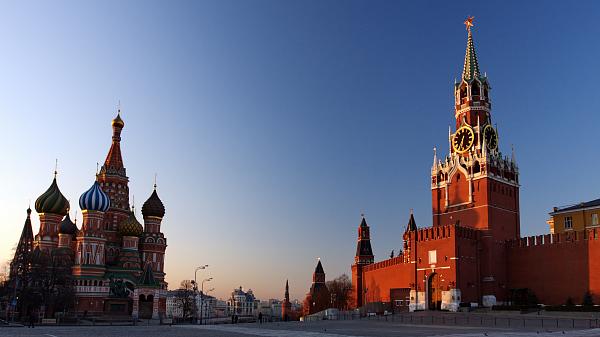 St. Basil's & The Kremlin at Moscow at Night from Red Square