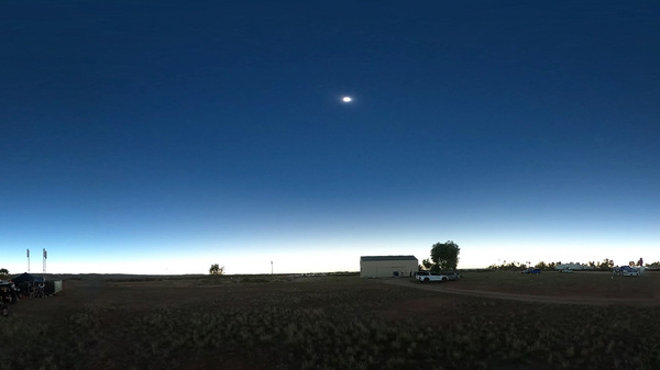 Photo of sunlight around horizon during total solar eclipse Exmouth, Australia