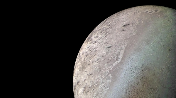 Neptune’s largest moon Triton, as seen by Voyager during its 1989 flyby.