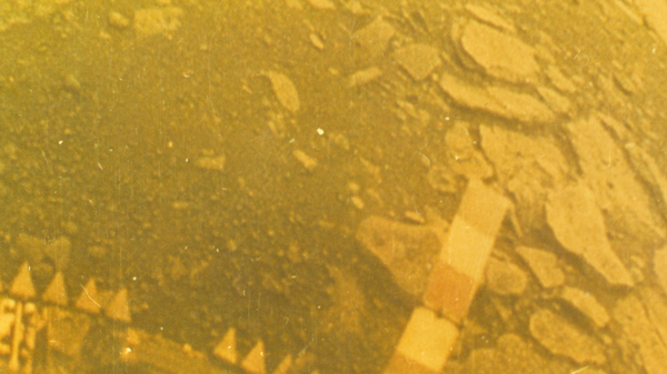 The surface of Venus, as photographed by the Venera 13 lander on March 1, 1982.