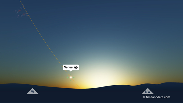 Our Interactive Night Sky Map shows Venus, as seen from New York at 20:30 local time on July 31, 2024.