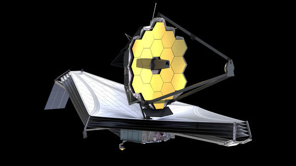 Image of the Webb Space Telescope on a black background