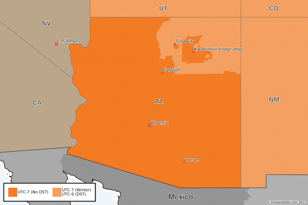 Az Time Zone Map Most of Arizona Has No Daylight Saving Time