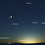 Screenshot from our Night Sky Map for New York at 17:30 on January 18, 2025—bright Venus lies close to the fainter Saturn above the southwestern horizon.