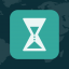 Illustration of an app icon, showing an hourglass 