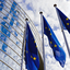 EU Flags at the European Commission Building in Brussels, Belgium. 