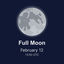 An illustration of the Full Moon phase occurring on February 12 at 13:53 UTC.