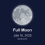 A dark blue graphic with a Full Moon in July.