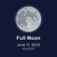 A dark blue graphic with a Full Moon in June.	