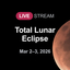 YouTube thumbnail for total lunar eclipse on March 3, 2026, showing eclipsed moon.