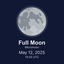 A dark blue graphic with Full Moon in May.