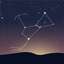 Evening night sky with constellations and blinking stars. 