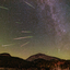 A composite image showing 18 meteors from the Perseid Meteor Shower.
