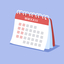 Calendar with a year in Roman Numerals on a blue background.