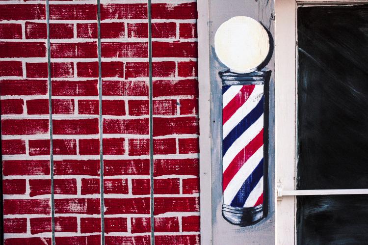 Painting of barbershop pole.