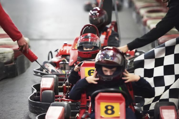 Children go-carting.