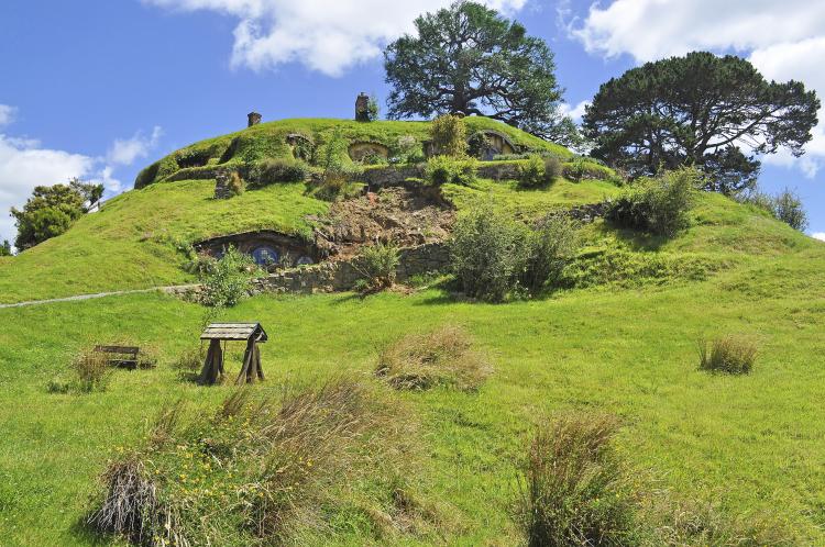 Hobbiton - farmland near Matamata, a small town in the north island of New Zealand. The set was made for the movie The Hobbit and will remain as it was seen in these films and The Lord of the Rings film trilogy.