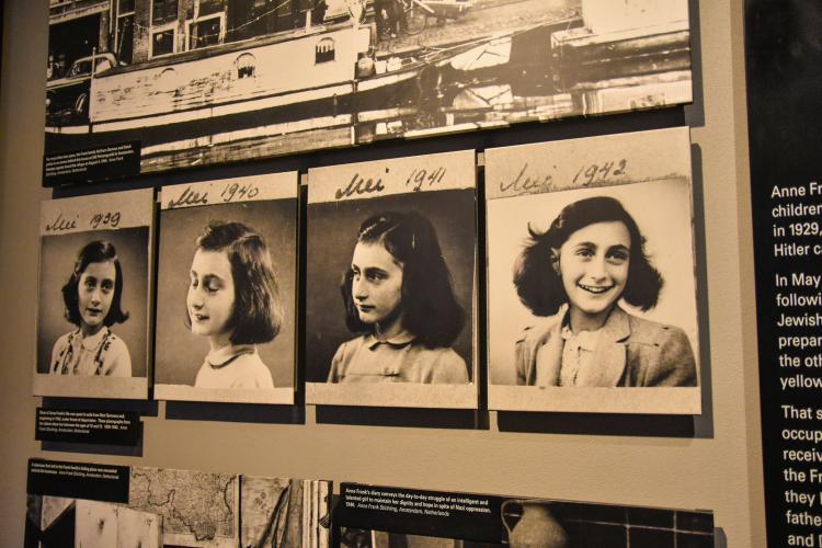 Images of Jews deported by the Nazis displayed in the Holocaust Memorial Museum in Washington, D.C.