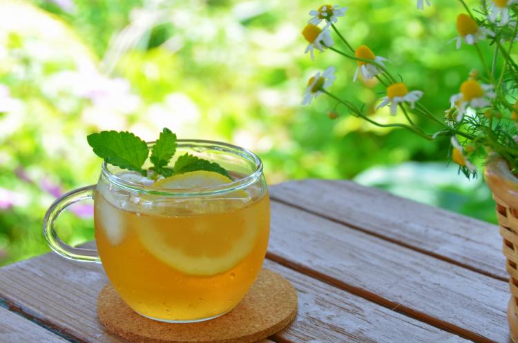 Iced tea in a summer garden.