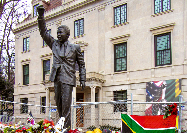 The statue of Nelson Mandela at the Embassy of South Africa in Washington DC, USA