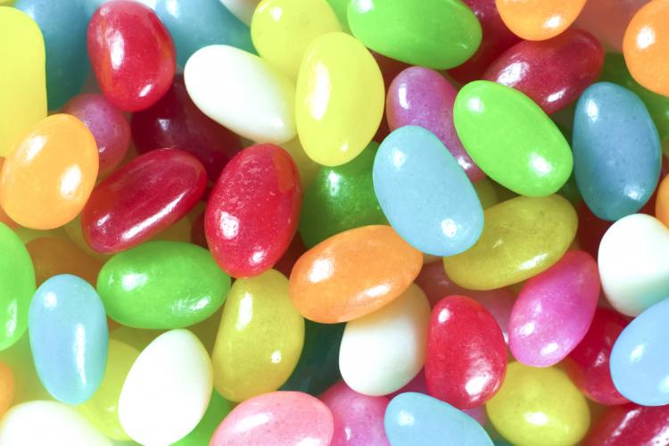  nærbillede af farverige jelly beans.