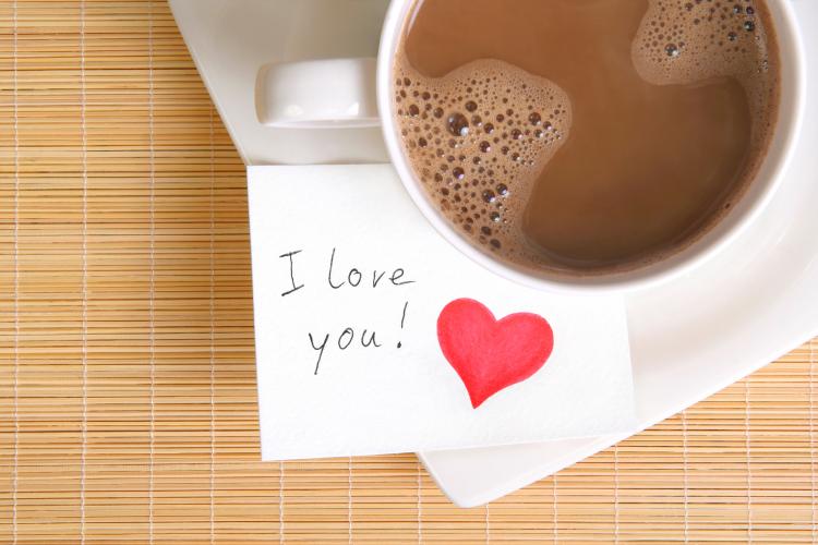 Love note with a cup of coffee.