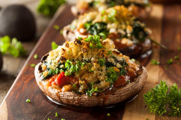 Make some delicious stuffed portabello mushrooms at home.