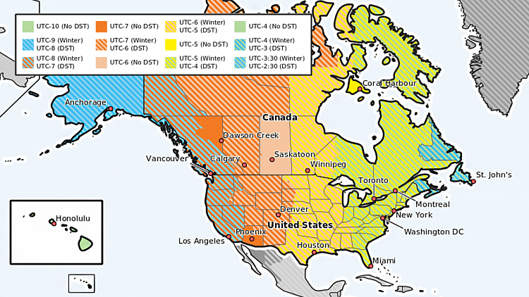 Map Of Usa Time Zones