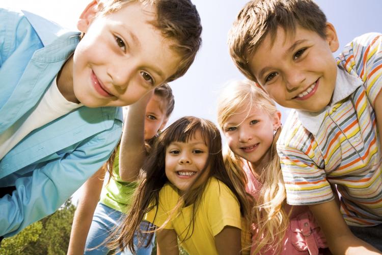 Children friends smiling.