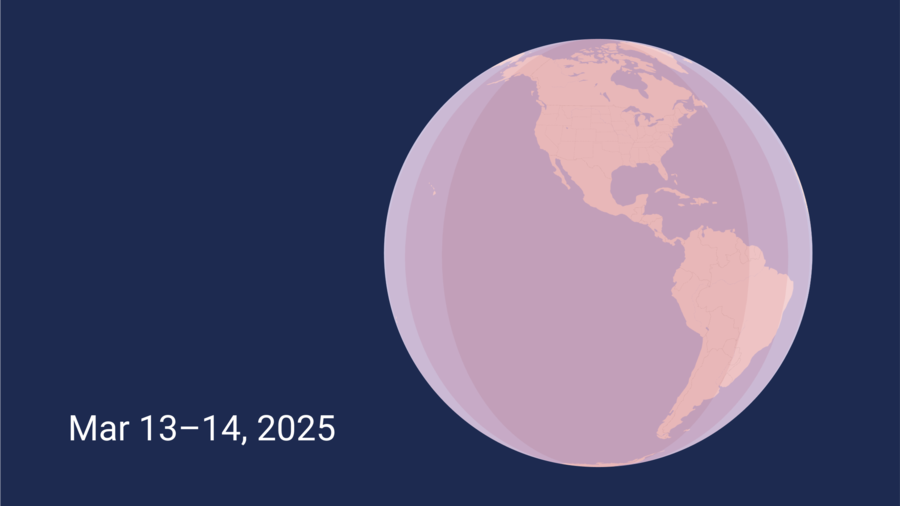 Total Lunar Eclipse on Mar 14, 2025 Map & Times