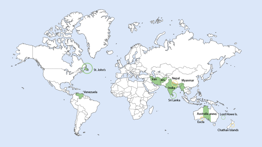 Half Hour and 45Minute Time Zones