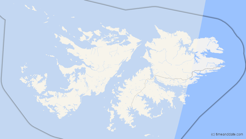 A map of Falklandinseln, showing the path of the 1. Jul 2000 Partielle Sonnenfinsternis