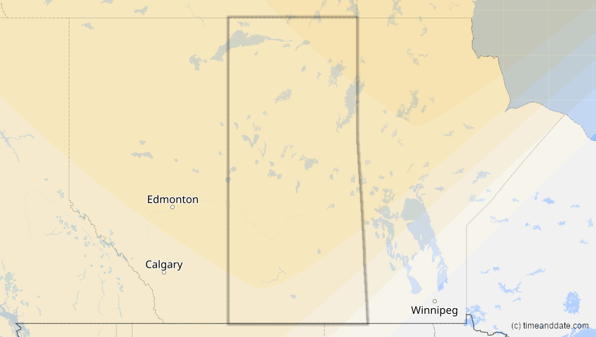 A map of Saskatchewan, Kanada, showing the path of the 30. Jul 2000 Partielle Sonnenfinsternis
